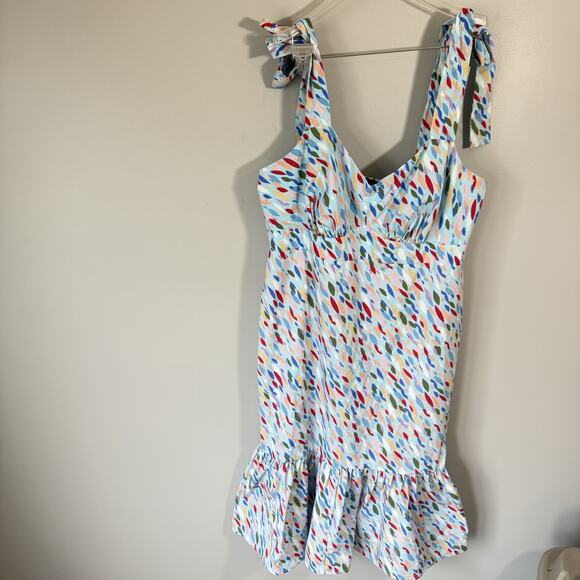 Eloquii Tie Shoulder Midi Dress Blue Multicolored Plus Size 18 Spring Summer New - Picture 3 of 8